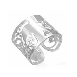 SSR0124-Faced Stainless Steel Black Ring