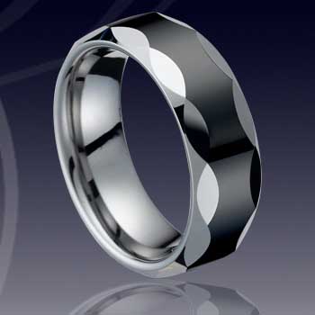 WCR0043-Black Tungsten Carbide Wedding Ring