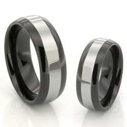 WCR0044-Black Tungsten Carbide Wedding Rings