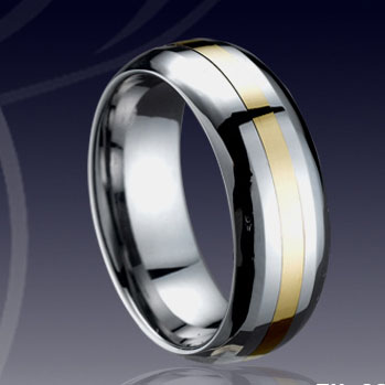 WCR0309-Gold Inlay Tungsten Wedding Band