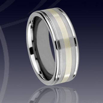 WCR0310-Gold Inlay Tungsten Wedding Bands