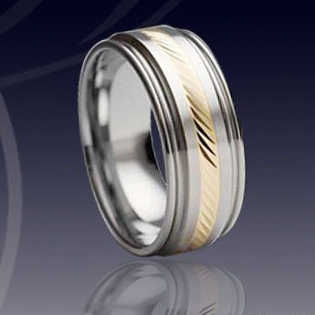 WCR0316-Tungsten Gold Inlay Wedding Band