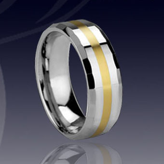 WCR0319-Tungsten Rings Gold Inlay