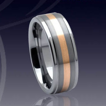 WCR0320-Tungsten Wedding Ring Gold Inlay