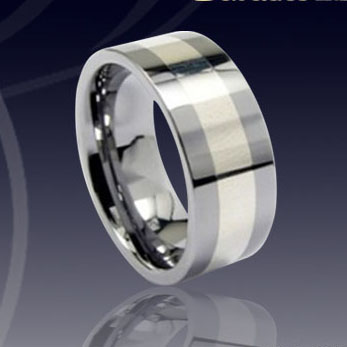 WCR0321-Tungsten Wedding Rings Gold Inlay