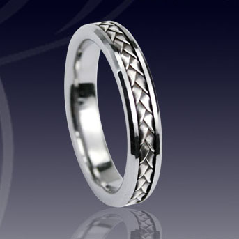 WCR0322-Tungsten Wedding Band With Gold Inlay