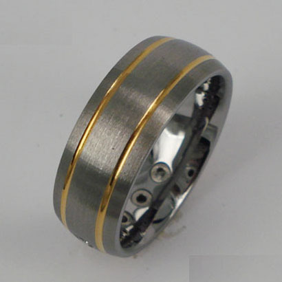 WCR0323-Tungsten Wedding Bands With Gold Inlay