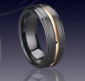 WCR0324-Tungsten Ring With Gold Inlay