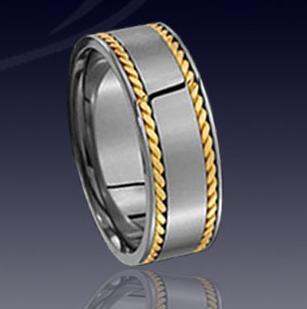 WCR0327-Tungsten Wedding Bands With Gold Inlay