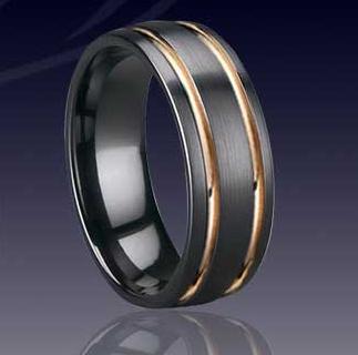 WCR0328-Gold Inlay Tungsten Carbide Ring