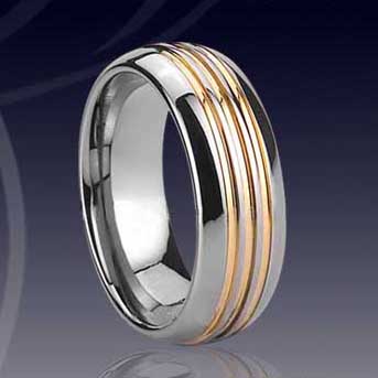 WCR0330-Gold Inlay Tungsten Carbide Wedding Ring
