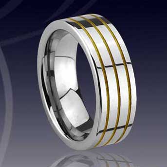 WCR0331-Gold Inlay Tungsten Carbide Wedding Rings