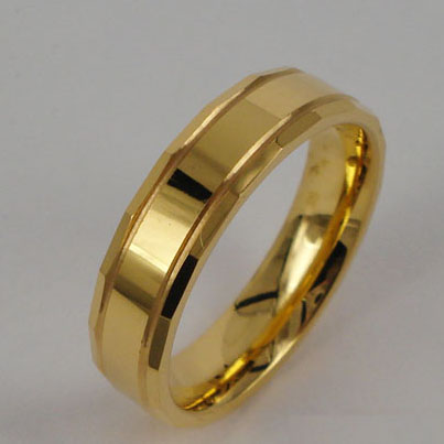 WCR0287-Gold Plating Tungsten Carbide Band