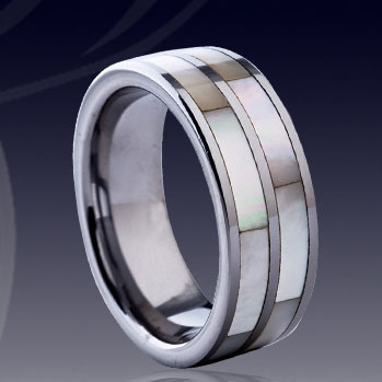 WCR0489-Tungsten Shell Inlay Ring