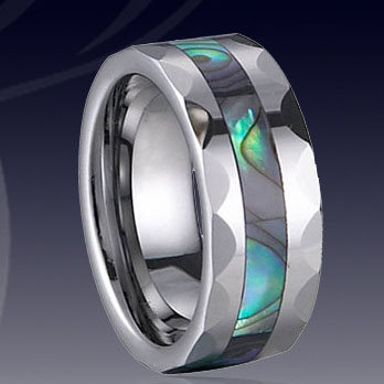 WCR0493-Popular Shell Inlay Tungsten Ring