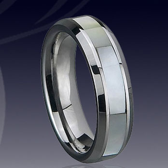 WCR0495-Shell Inlay Tungsten Carbide Ring