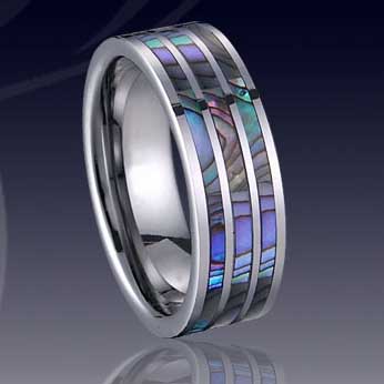 WCR0499-Shell Inlay Tungsten Wedding Band