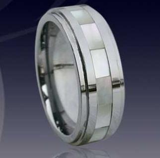 WCR0516-Shell Inlaid Tungsten Carbide Wedding Bands