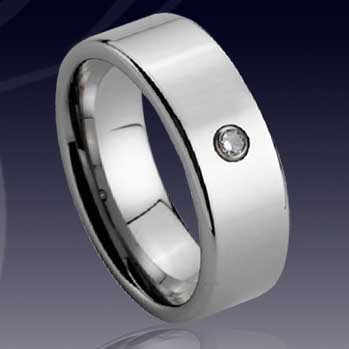 WCR0152-Tungsten Ring With CZ Stone