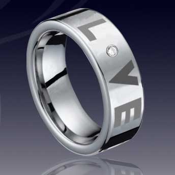 WCR0154-Fashion Tungsten Ring With CZ Stone