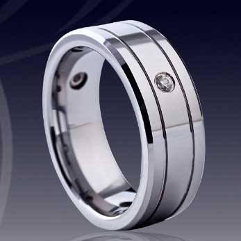 WCR0159-Tungsten Ring Setting CZ Stone
