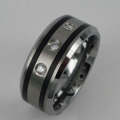 WCR0160-Cheap Tungsten CZ Stone Ring