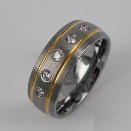 WCR0164-Tungsten CZ Wedding Rings