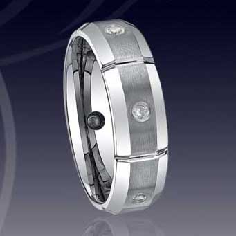 WCR0168-Tungsten Diamond Wedding Band