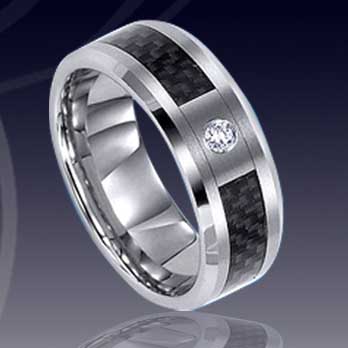 WCR0183-Popular Tungsten CZ Stone Rings