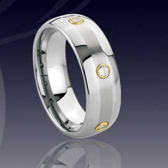 WCR0186-Tungsten CZ Stone Ring
