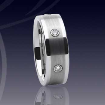WCR0187-Tungsten CZ Stone Rings