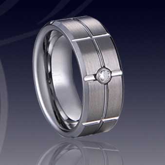 WCR0189-Tungsten CZ Stone Wedding Rings