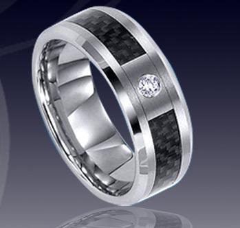WCR0194-Fashion Tungsten Ring With CZ Stone