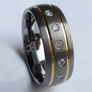 WCR0203-Tungsten CZ Wedding Band