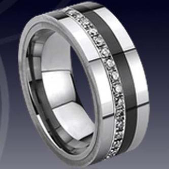 WCR0208-Tungsten Diamond Wedding Band