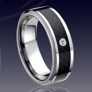 WCR0226-Tungsten CZ Stone Ring