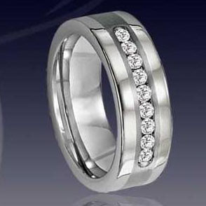 WCR0229-Tungsten CZ Stone Wedding Rings